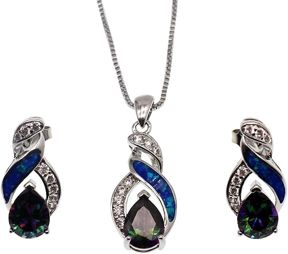 Jewelry Sets Australian Created Opal Necklace Earrings Mother'S Day Gifts Jewelry for Mom