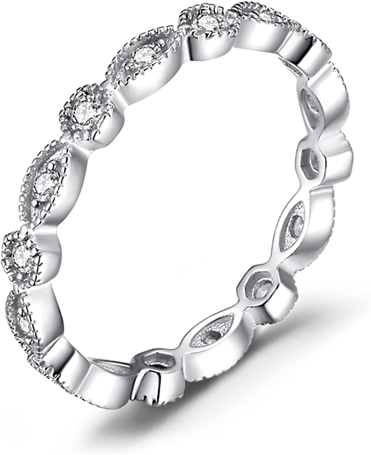 Jewelrypalace 14K Gold Plated 925 Sterling Silver Rings for Women, Cubic Zirconia Promise Rings for Her, Stackable Wedding Bands Rings for Women Set Size 4-12 2-3 Sterling Silver Marquise / 8.5