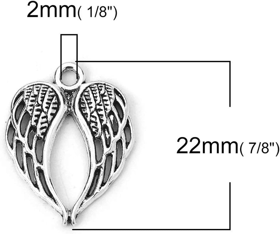 Jgfinds Angel Wings Pendant Charm - 48 Pack Antique Silver Tone for DIY Jewelry Making Supplies; Small 7/8 Inch Metal Wings for Bracelet, Necklace, Earrings or Arts and Crafts
