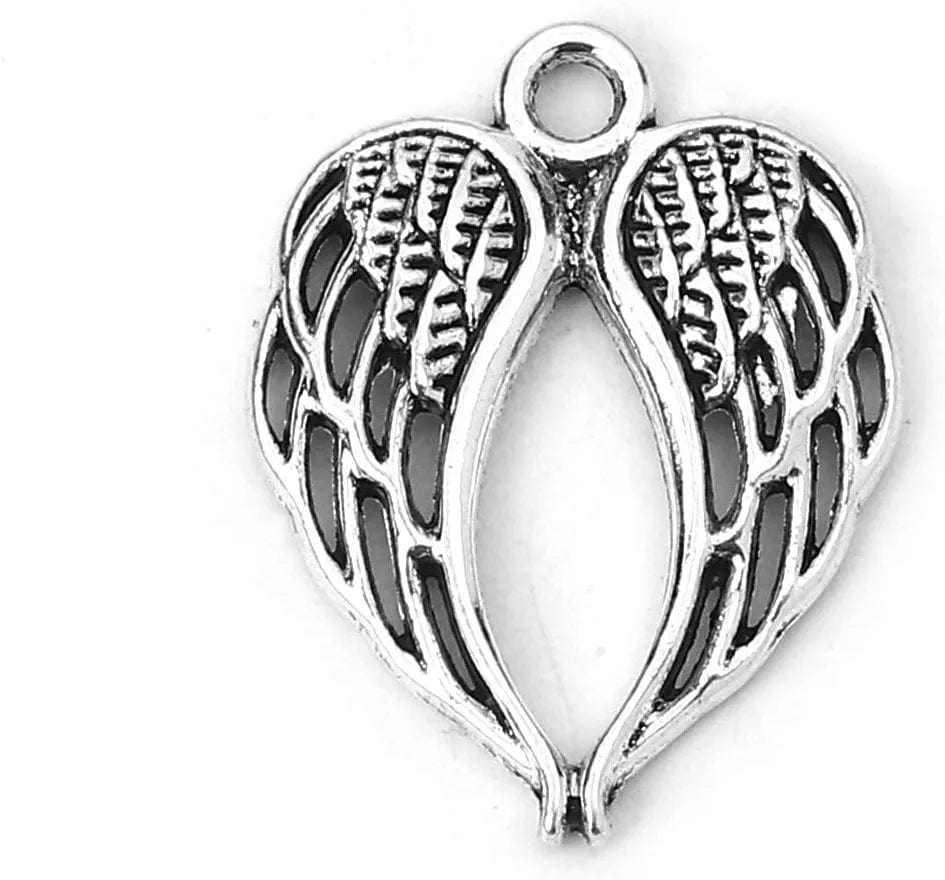 Jgfinds Angel Wings Pendant Charm - 48 Pack Antique Silver Tone for DIY Jewelry Making Supplies; Small 7/8 Inch Metal Wings for Bracelet, Necklace, Earrings or Arts and Crafts