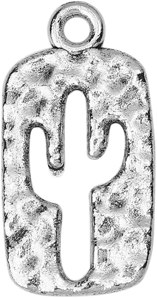 Jgfinds Cactus Charm Pendants, South Western Jewelry Making Accessories, Silver Tone, 45 Pack for Cacti Jewelry, Western Necklace, Western Keychain or Country Girl Arts and Crafts