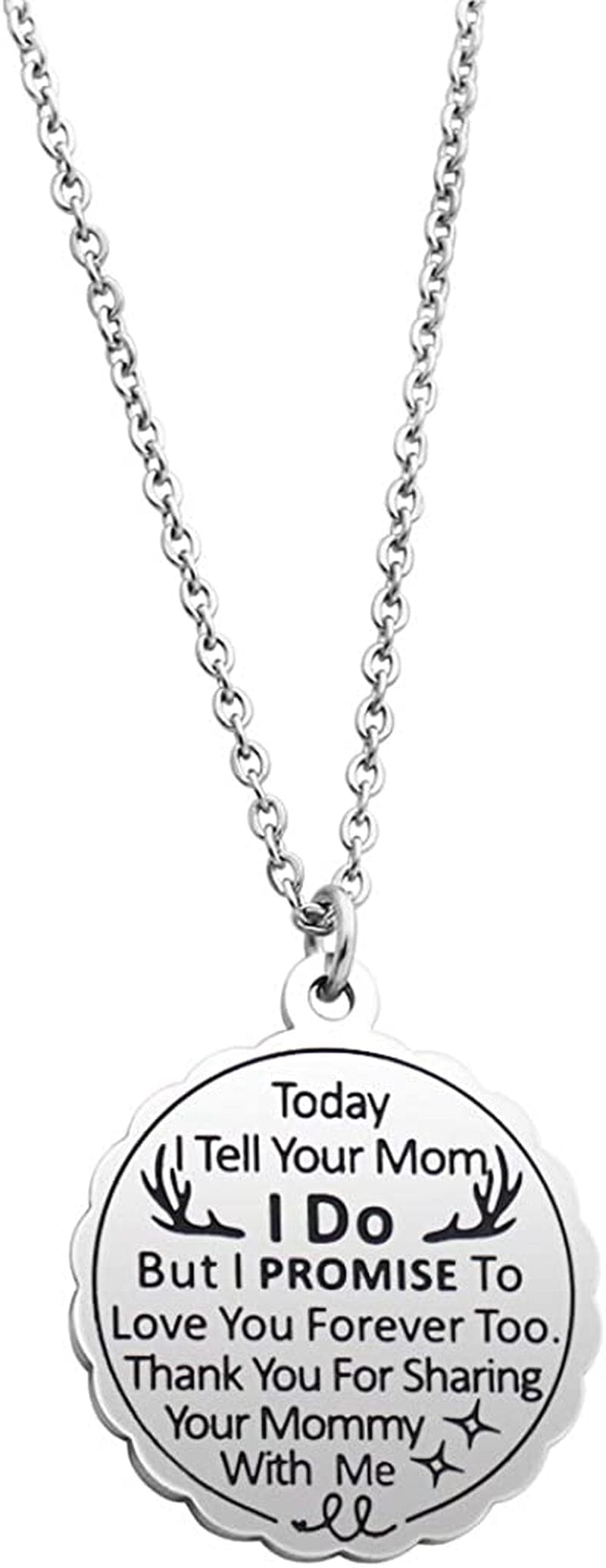JINGMARUO Stepson Gift Stepdaughter Gift Today I Tell Your Dad/Mom I Do but I Promise to Love You Necklace Gift from Stepmom Stepdad Thank You for Sharing Your Mommy with Me