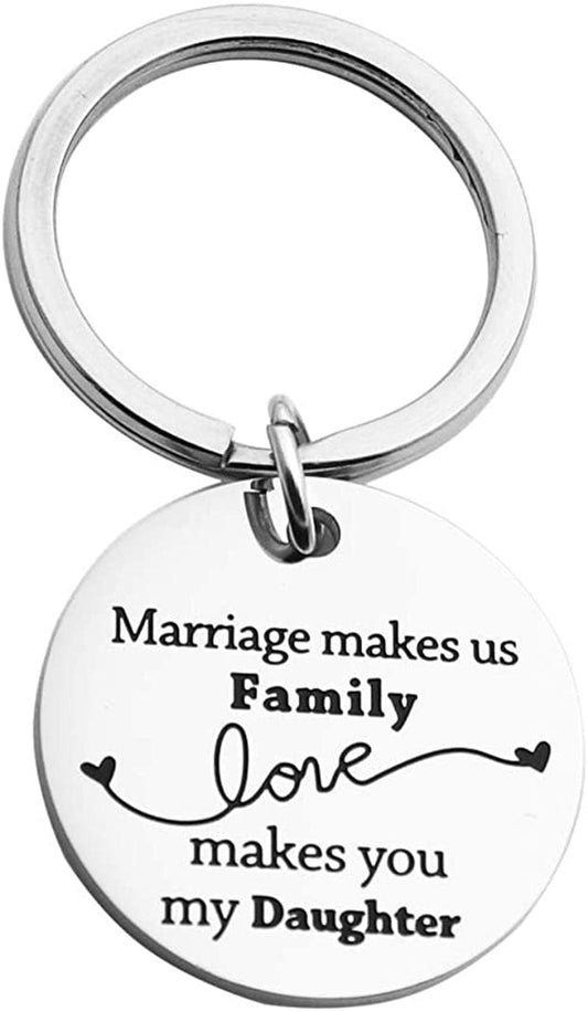 JINGMARUO Stepson Gift Stepdaughter Gift Today I Tell Your Dad/Mom I Do but I Promise to Love You Necklace Gift from Stepmom Stepdad Marriage Makes Us Family Love Makes You My Daughter-Keychain