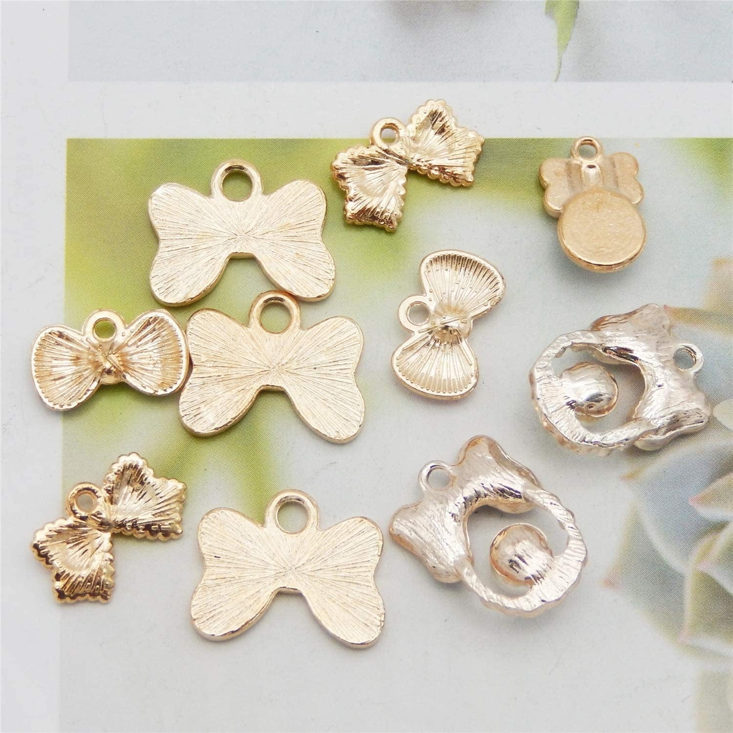 JJG 20Pcs Gold Plated Enamel Cute Bow Dainty Dangle Women Girls Charms Pendant for Earrings Jewelry Making Necklace Bracelet Craft Findings
