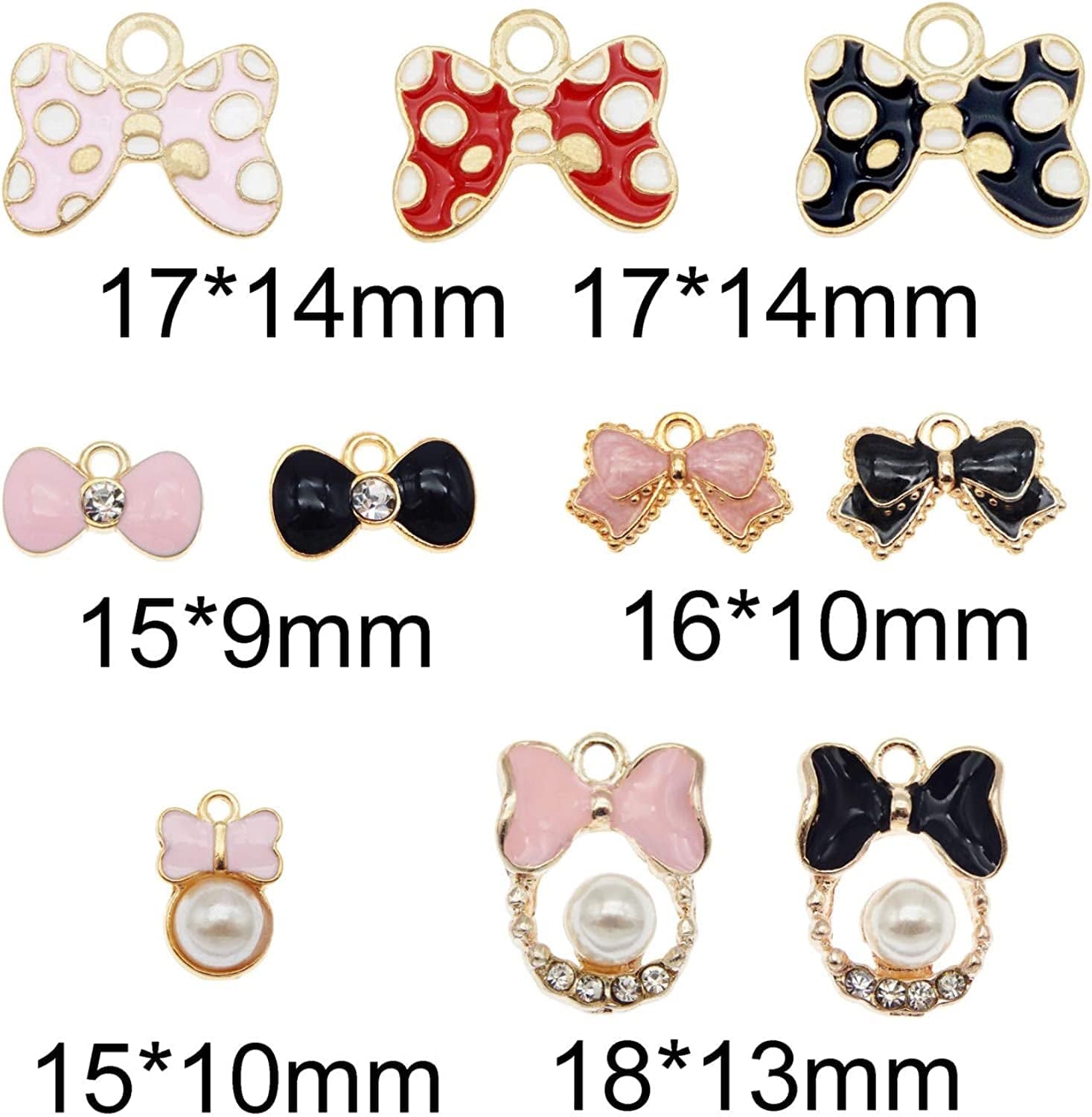 JJG 20Pcs Gold Plated Enamel Cute Bow Dainty Dangle Women Girls Charms Pendant for Earrings Jewelry Making Necklace Bracelet Craft Findings