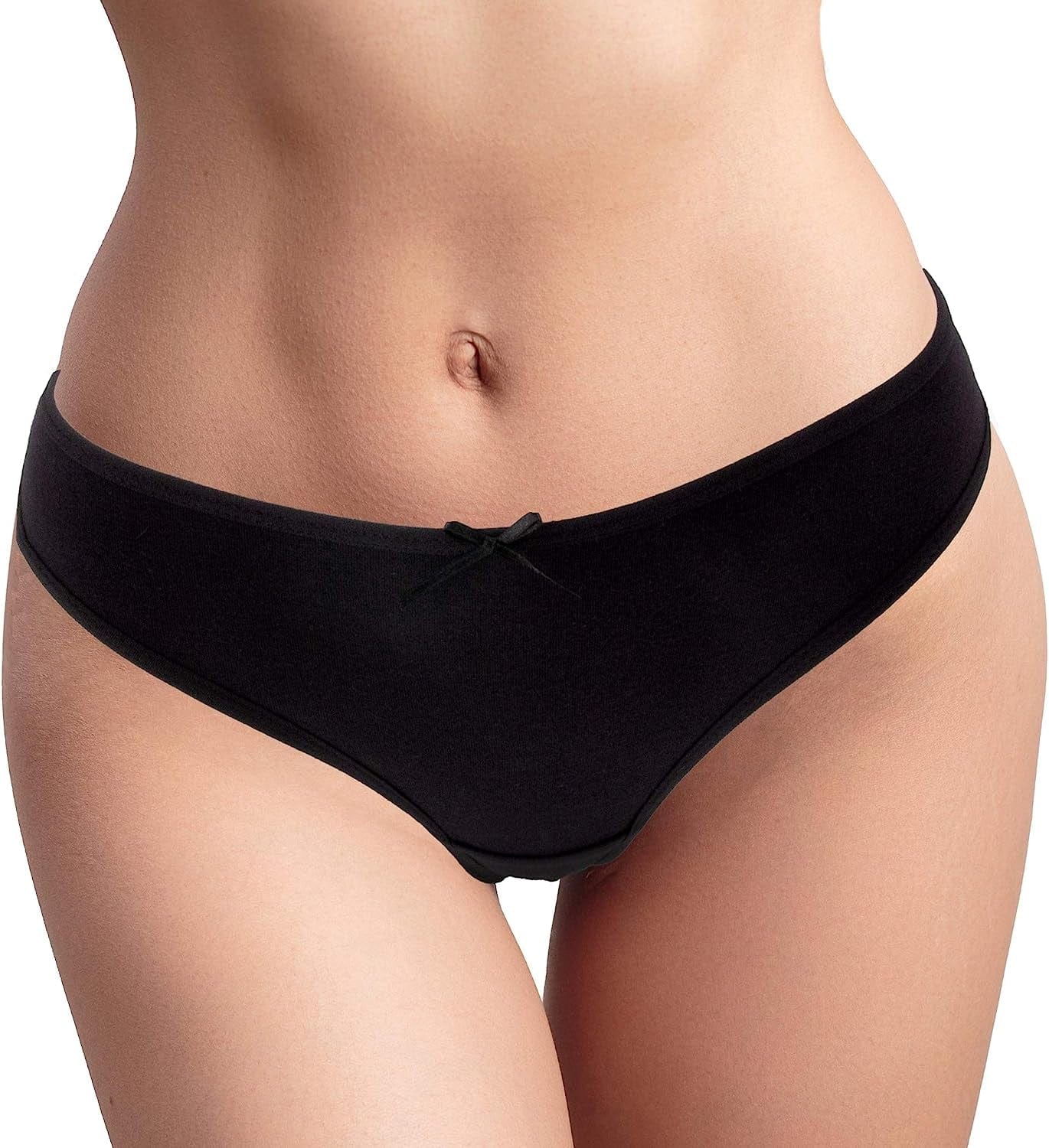 Jo & Bette Cotton Thong Bikini Underwear Seamless Breathable Panties for Women, 6 or 12 Pack