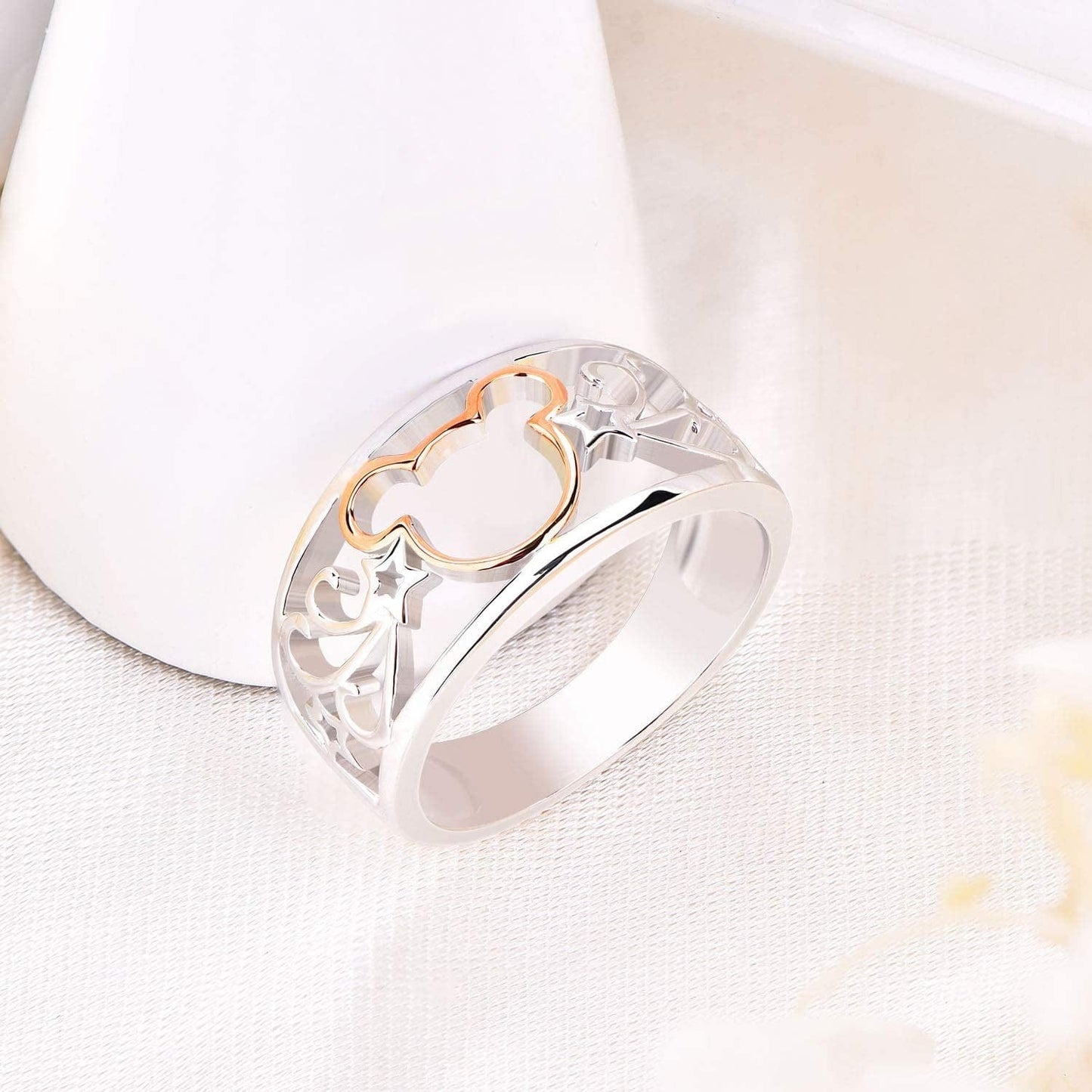JO WISDOM 925 Sterling Silver and Yellow Gold Plated Mickey Mouse Ring