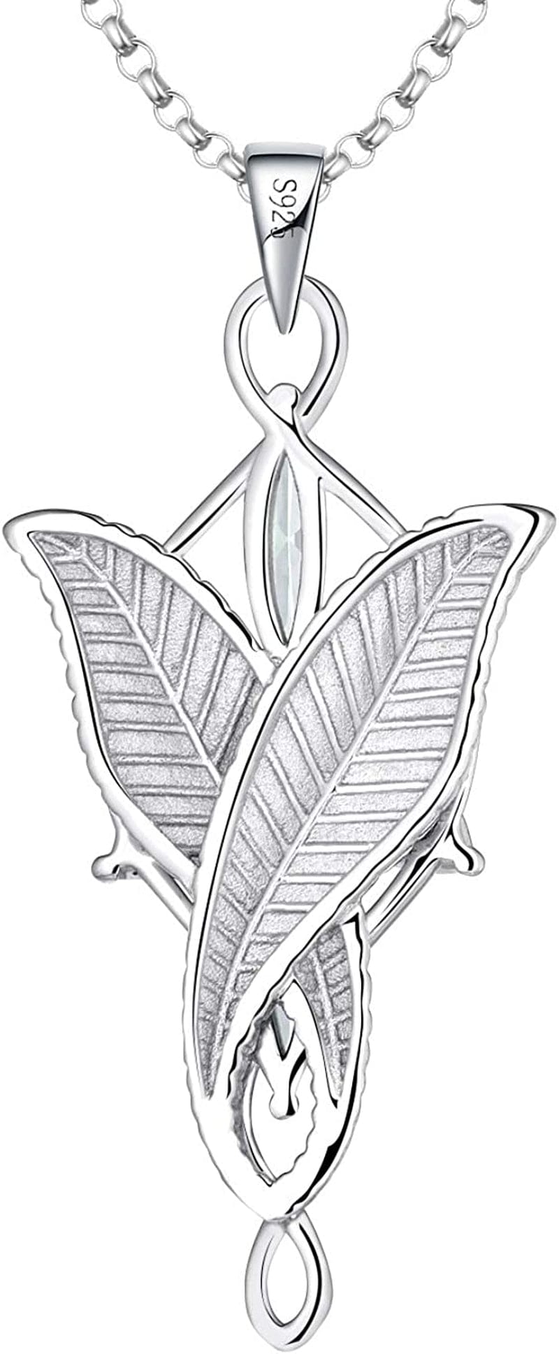 JO WISDOM Arwen Evenstar Necklace,925 Sterling Silver Lord of the Ring Hobbit Pendant Necklace with 5A Cubic Zirconia,Elvish Jewelry for Women 5A zirconia
