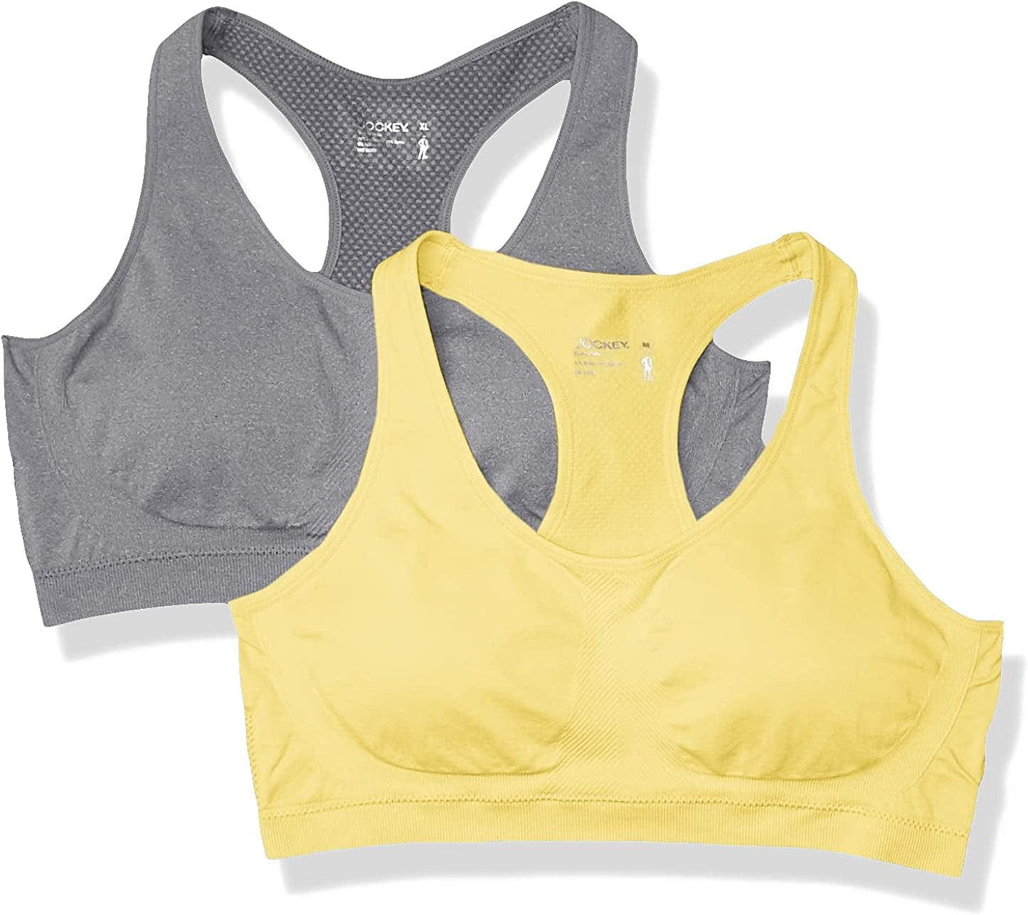 Jockey Women'S 2 Pack Removable Cup Seamless Bra Medium Grey/Snapdragon / X-Large