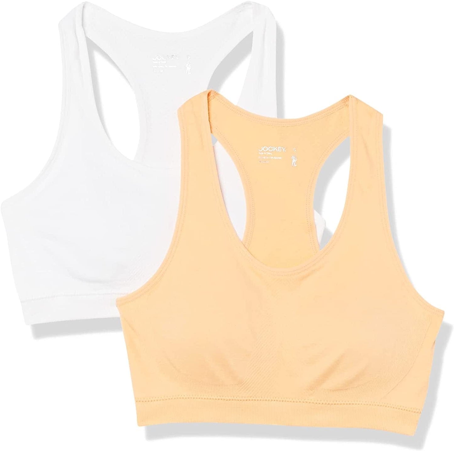 Jockey Women'S 2 Pack Removable Cup Seamless Bra White/Coral / X-Large