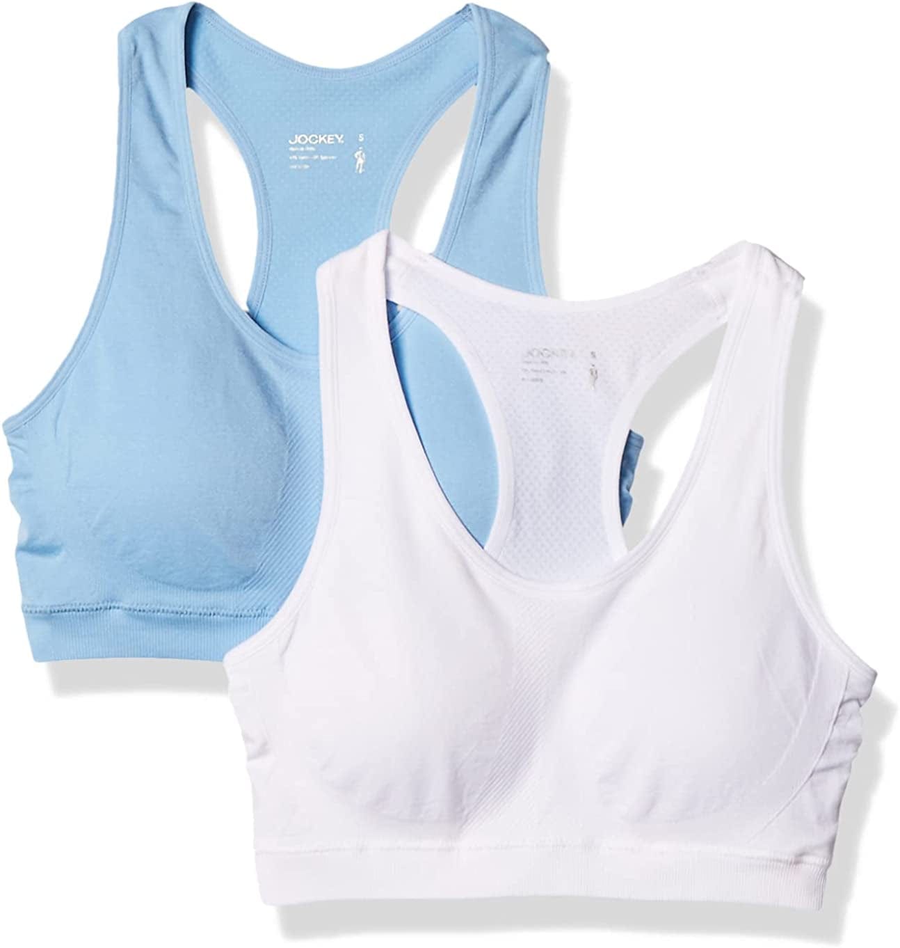 Jockey Women'S 2 Pack Removable Cup Seamless Bra Blue Sky/White / X-Large