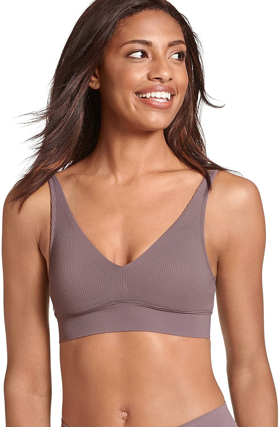 Jockey Women'S Bra Ecoseamfree Rib Molded Cup Plunge Bralette Twilight / Large