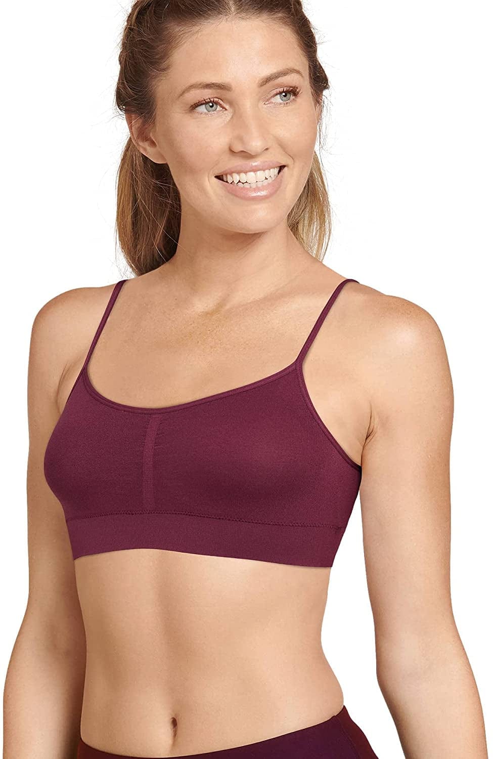 Jockey Women'S Bra Modern Micro Seamfree Cami Strap Bralette Black Currant / X-Large
