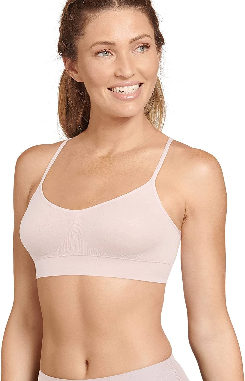 Jockey Women'S Bra Modern Micro Seamfree Cami Strap Bralette Seashell Rose / Small