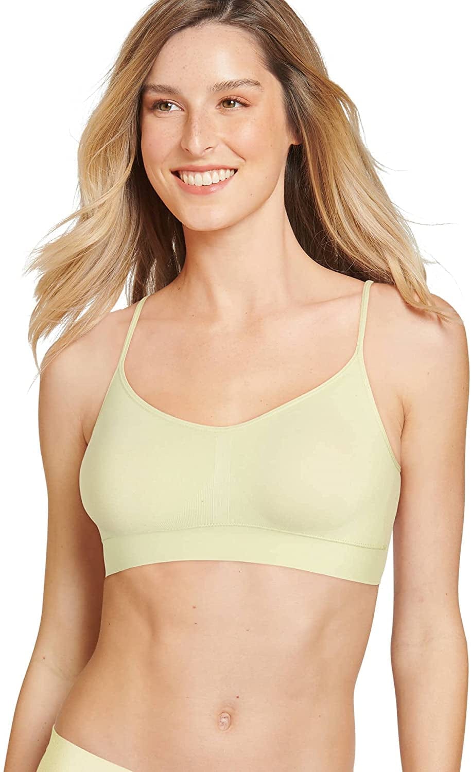 Jockey Women'S Bra Modern Micro Seamfree Cami Strap Bralette Yellow Grass / Small