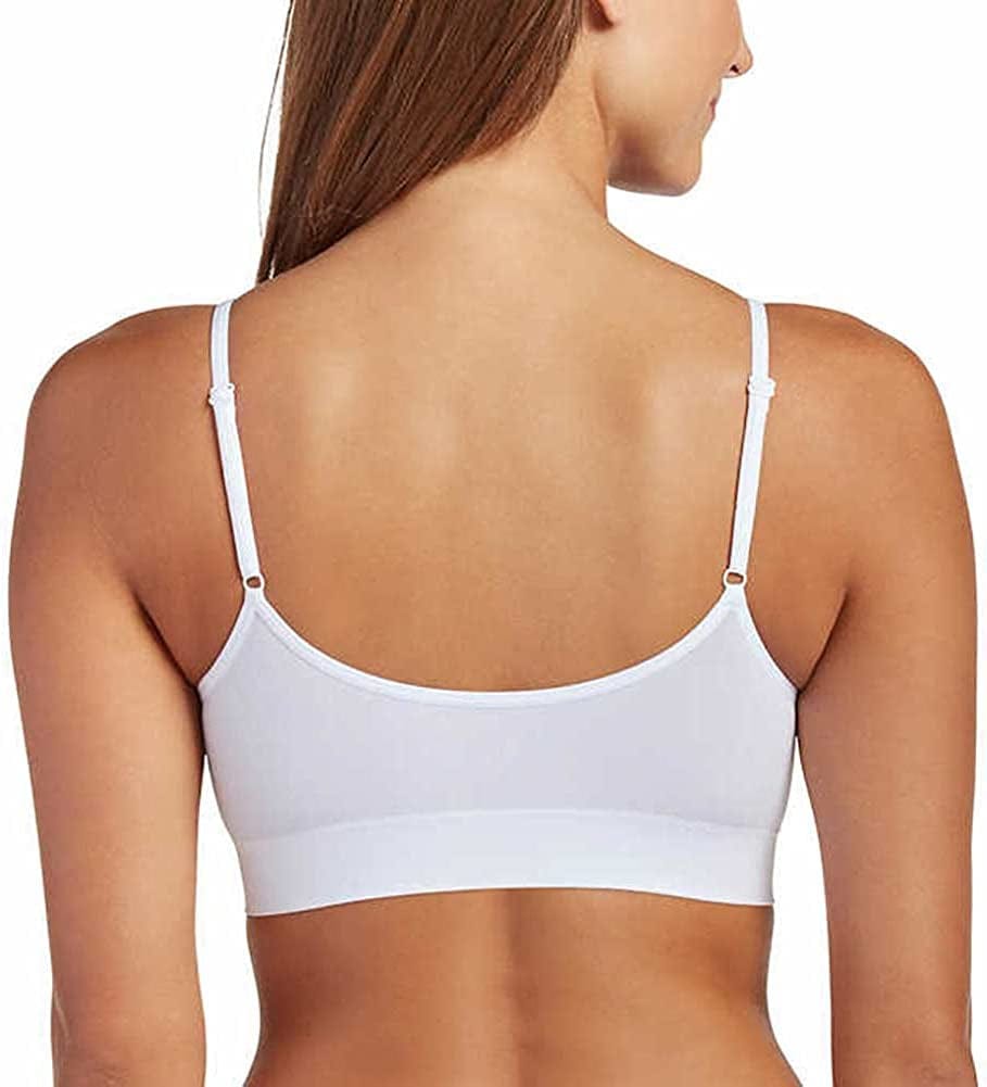 Jockey Women'S Bra Modern Micro Seamfree Cami Strap Bralette - 2 Pa White/Pink Shadow / Large