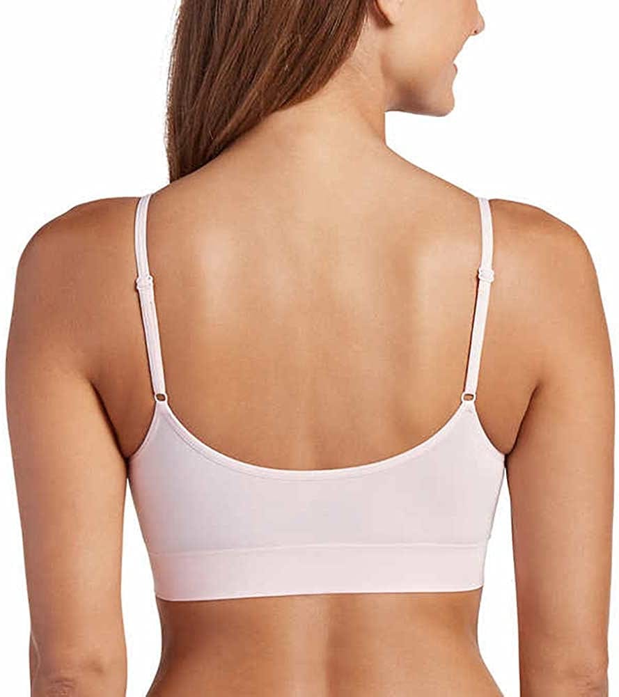 Jockey Women'S Bra Modern Micro Seamfree Cami Strap Bralette - 2 Pa White/Pink Shadow / Large