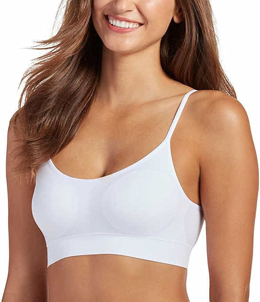 Jockey Women'S Bra Modern Micro Seamfree Cami Strap Bralette - 2 Pa White/Pink Shadow / Large