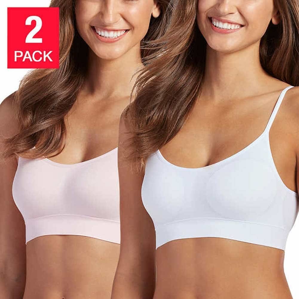 Jockey Women'S Bra Modern Micro Seamfree Cami Strap Bralette - 2 Pa White/Pink Shadow / Large