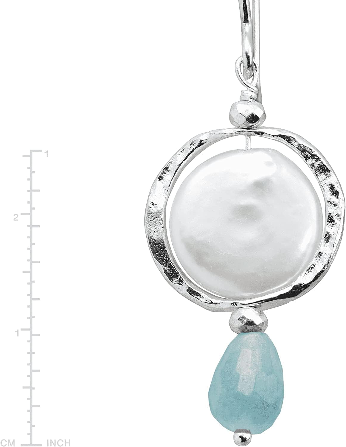 'Josephine' Freshwater Cultured Pearl, Blue Quartz and Hematite Drop Earrings in Sterling Silver