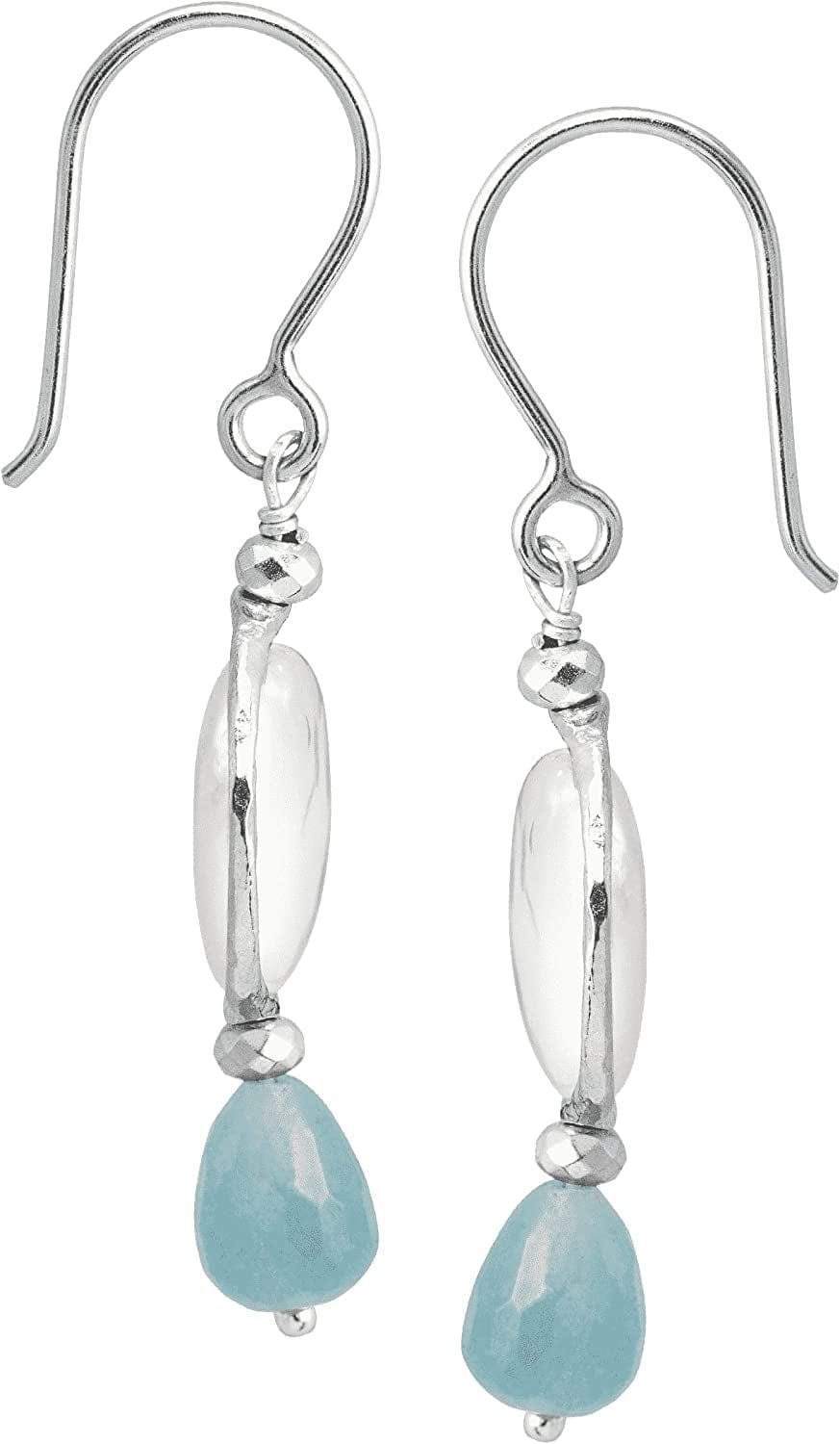 'Josephine' Freshwater Cultured Pearl, Blue Quartz and Hematite Drop Earrings in Sterling Silver