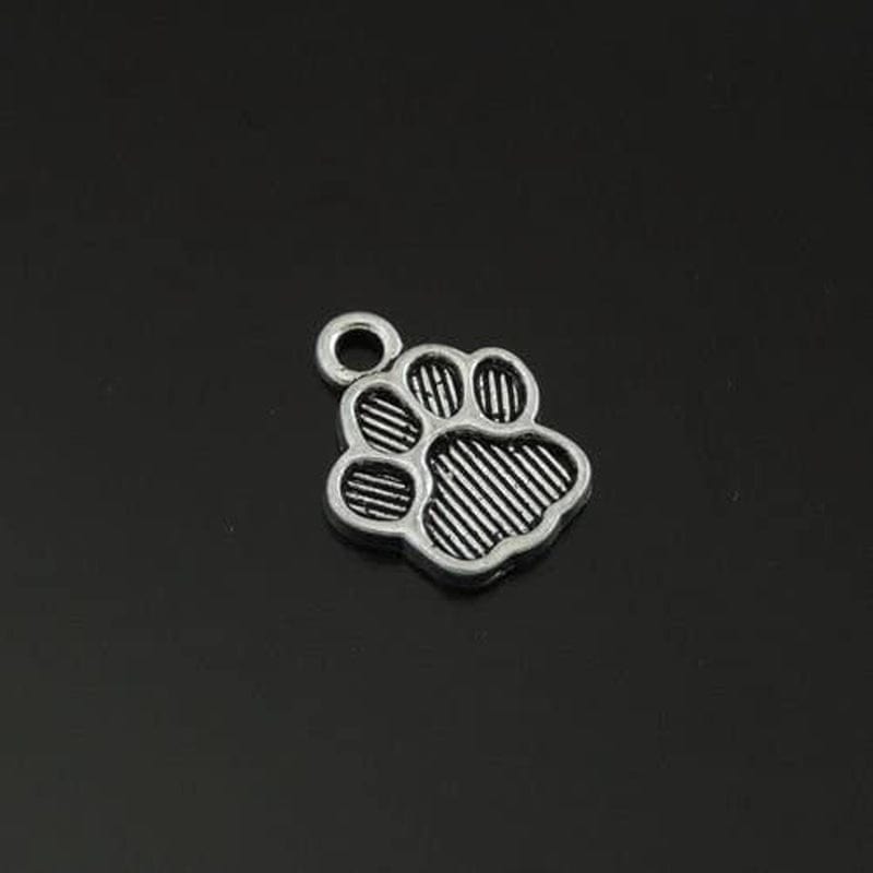 Julie Wang 100PCS Antiqued Silver Cat Paw Foot Prints Charms Pendants for Jewelry Making DIY 15X11Mm
