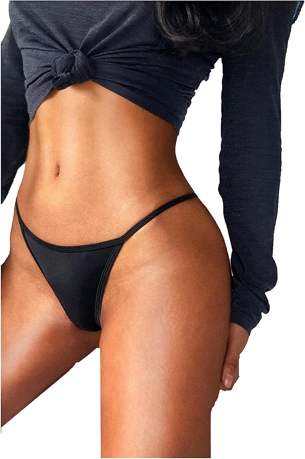 Justgoo Womens Lace G-String Thongs Panties Underwear Low Rise T-Back Underpants Black2 / Medium