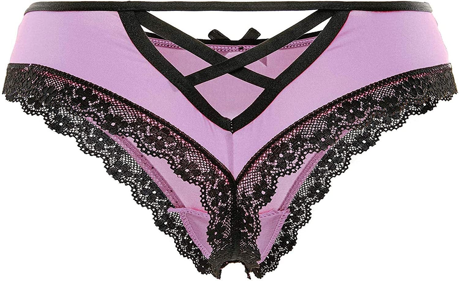 Justgoo Womens Lace G-String Thongs Panties Underwear Low Rise T-Back Underpants Pink / Small