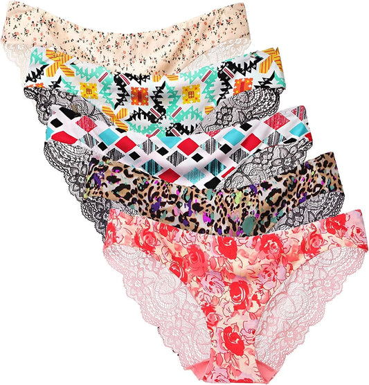 Justgoo Womens Sexy G-String Lace Thongs Panties Underwear Low Rise T-Back Underpants