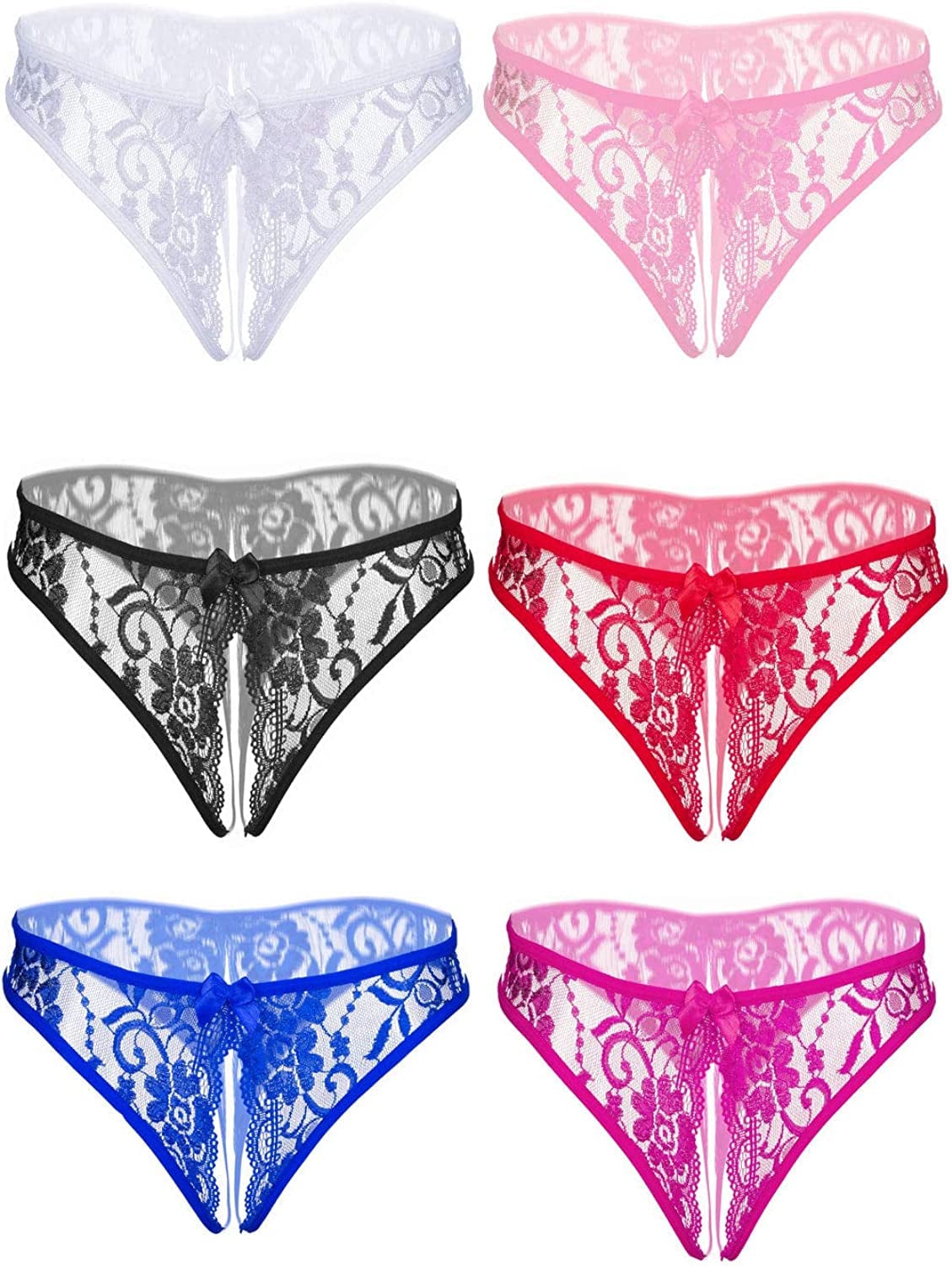 Justgoo Womens Sexy G-String Lace Thongs Panties Underwear Low Rise T-Back Underpants 4 / X-Large