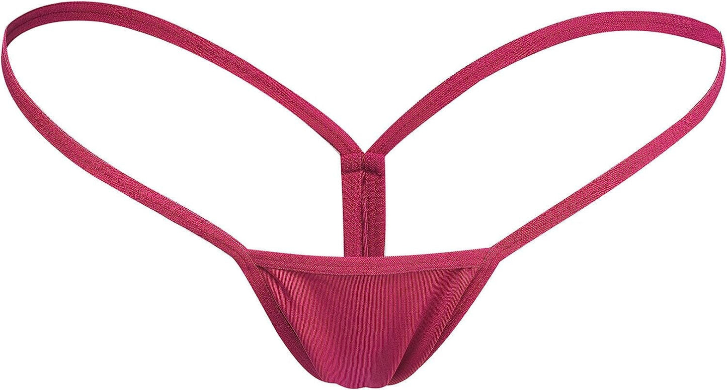 Justgoo Womens Sexy G-String Lace Thongs Panties Underwear Low Rise T-Back Underpants Rose Red / Large