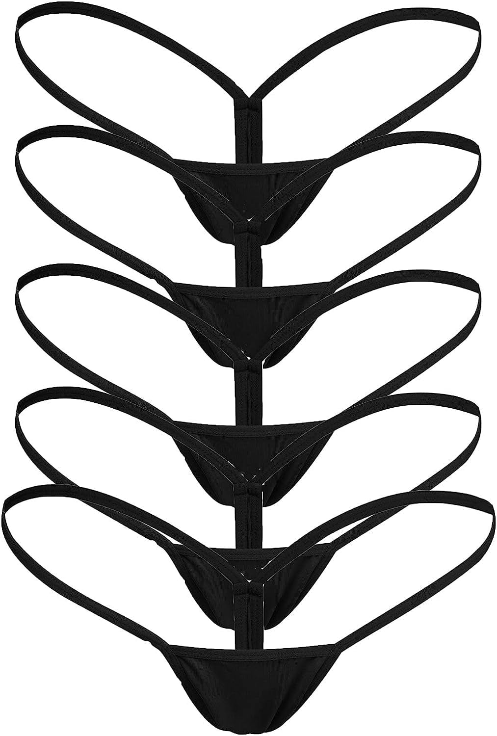Justgoo Womens Sexy G-String Lace Thongs Panties Underwear Low Rise T-Back Underpants 5 Pairs (Black) / Small