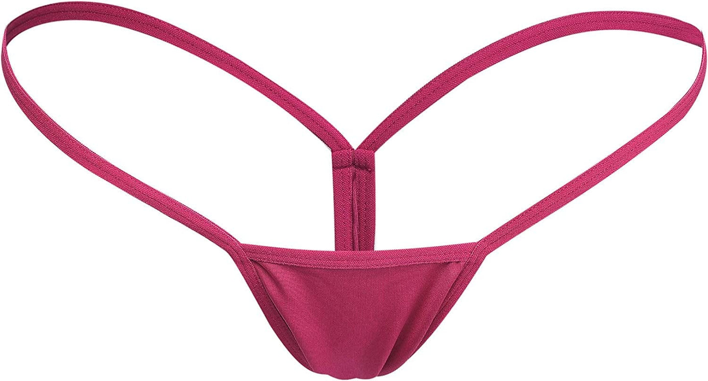 Justgoo Womens Sexy G-String Lace Thongs Panties Underwear Low Rise T-Back Underpants Rose Red / Small