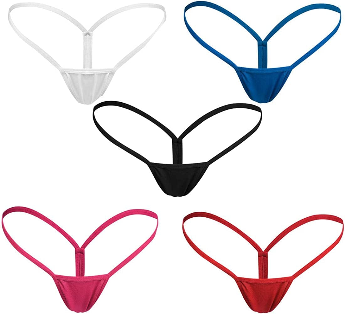 Justgoo Womens Sexy G-String Lace Thongs Panties Underwear Low Rise T-Back Underpants 5 Pairs / Small