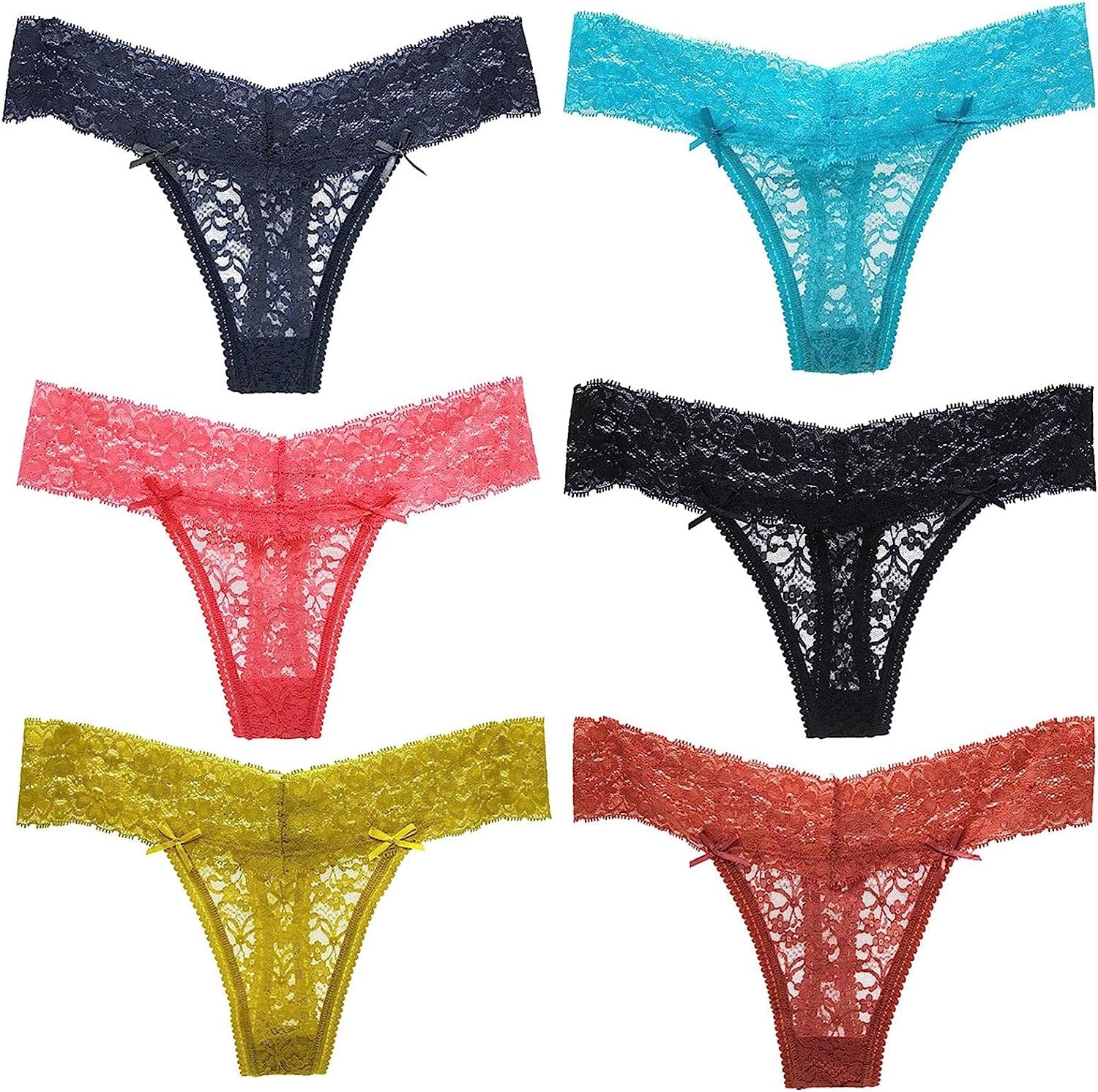 Justgoo Womens Sexy G-String Lace Thongs Panties Underwear Low Rise T-Back Underpants