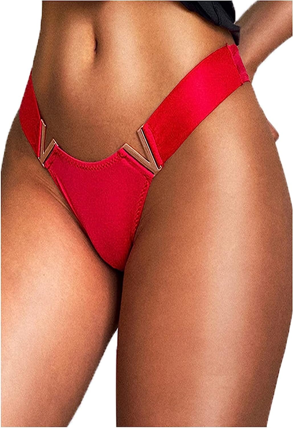 Justgoo Womens Sexy G-String Thongs V String Panties Underwear Low Rise Briefs Red / Medium