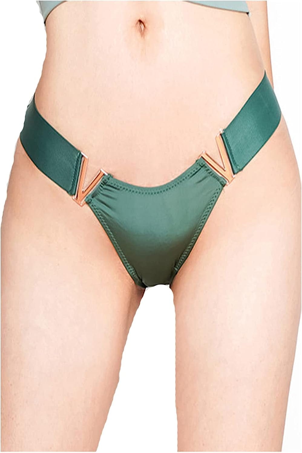 Justgoo Womens Sexy G-String Thongs V String Panties Underwear Low Rise Briefs Green / X-Large
