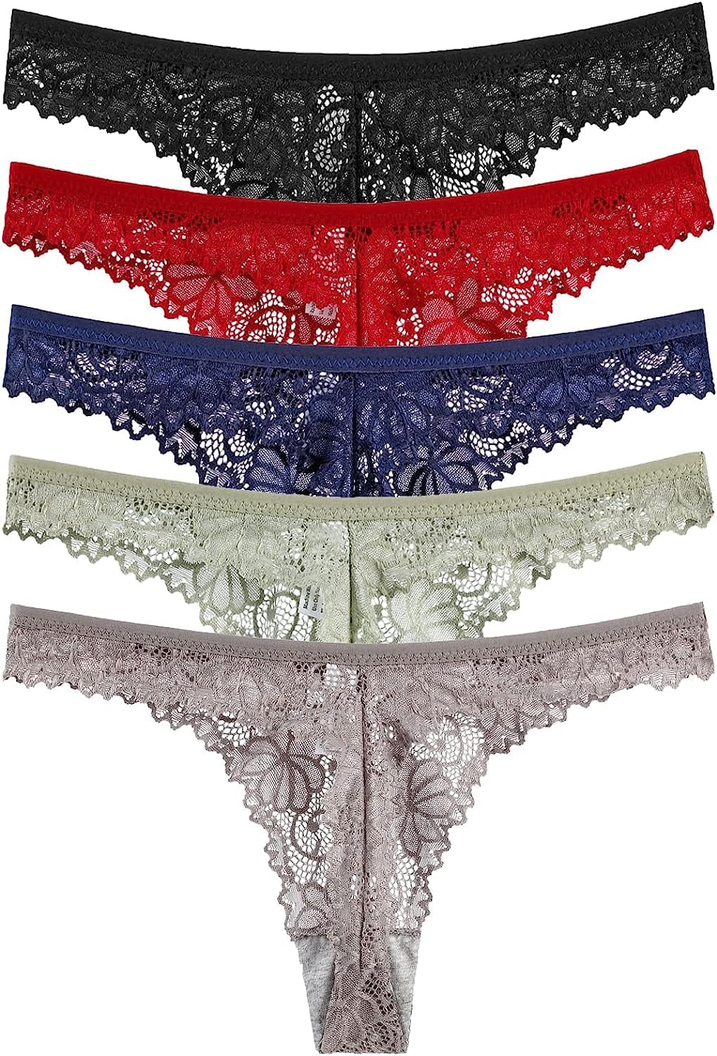 Justgoo Womens Sexy G-String Thongs V String Panties Underwear Low Rise Briefs 5pack-assorted / Large