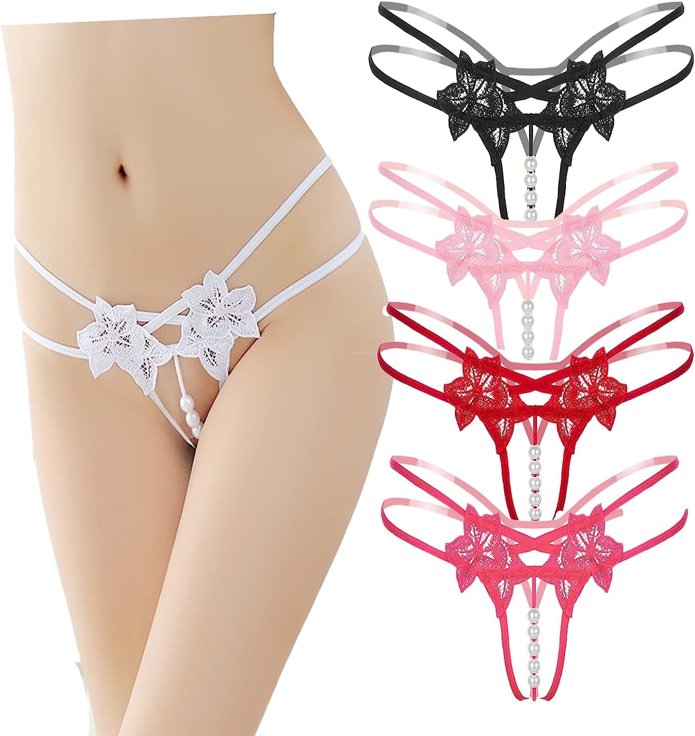 Justgoo Womens Sexy G-String Thongs V String Panties Underwear Low Rise Briefs Multicolor-5pack / X-Large