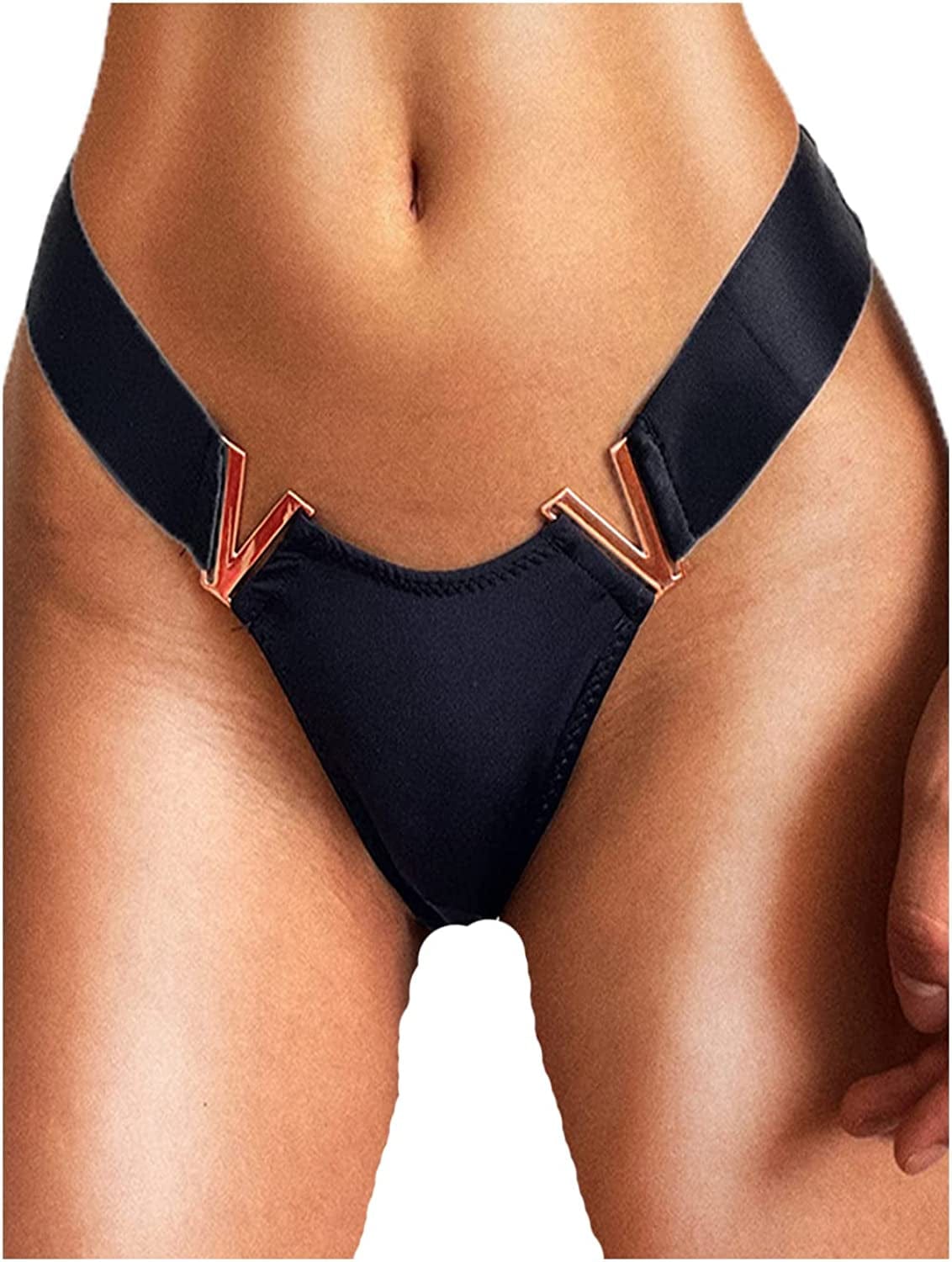 Justgoo Womens Sexy G-String Thongs V String Panties Underwear Low Rise Briefs Black / X-Large