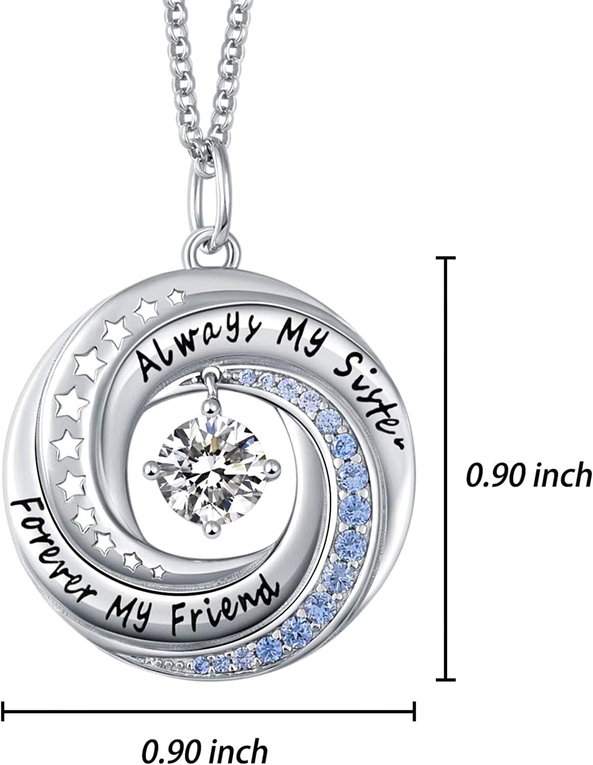 JXJL Sister/Friendship/Mother/Daughter Necklace Always Forever My Friend Sterling Silver Circle Pendant Family Jewelry Set Birthday for Women Girls