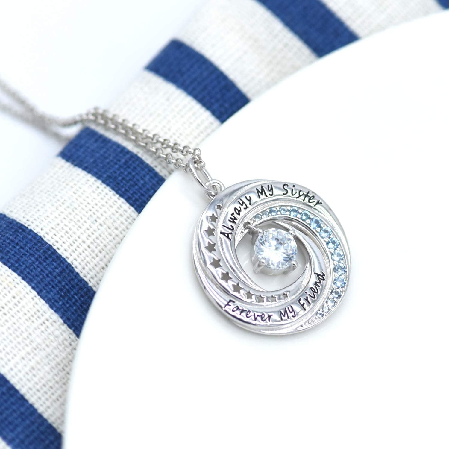 JXJL Sister/Friendship/Mother/Daughter Necklace Always Forever My Friend Sterling Silver Circle Pendant Family Jewelry Set Birthday for Women Girls