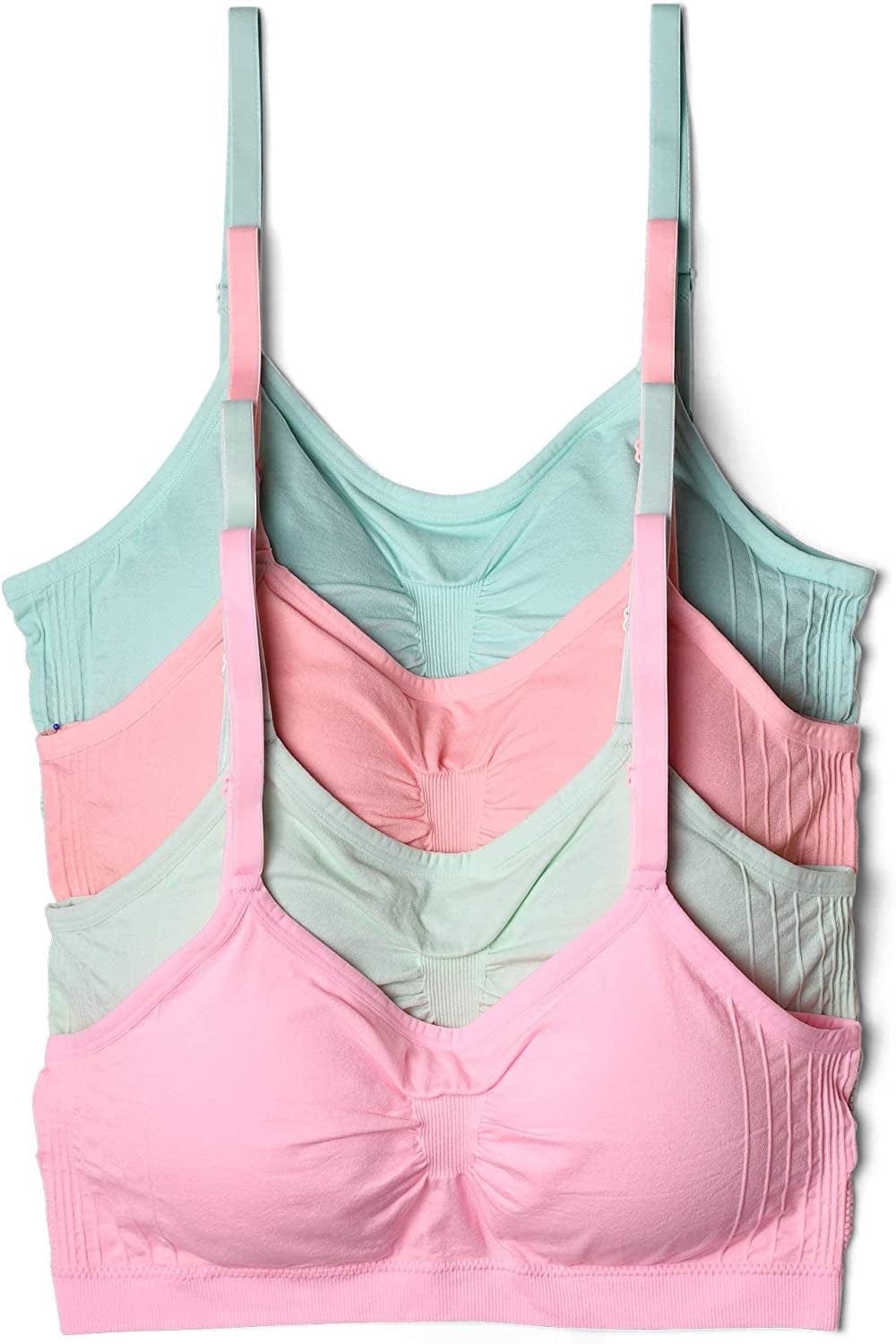 Kalon 4 Pack Women’S Nylon Spandex Removable Pads Comfort Cami Bras Wireless Lights / XX-Large