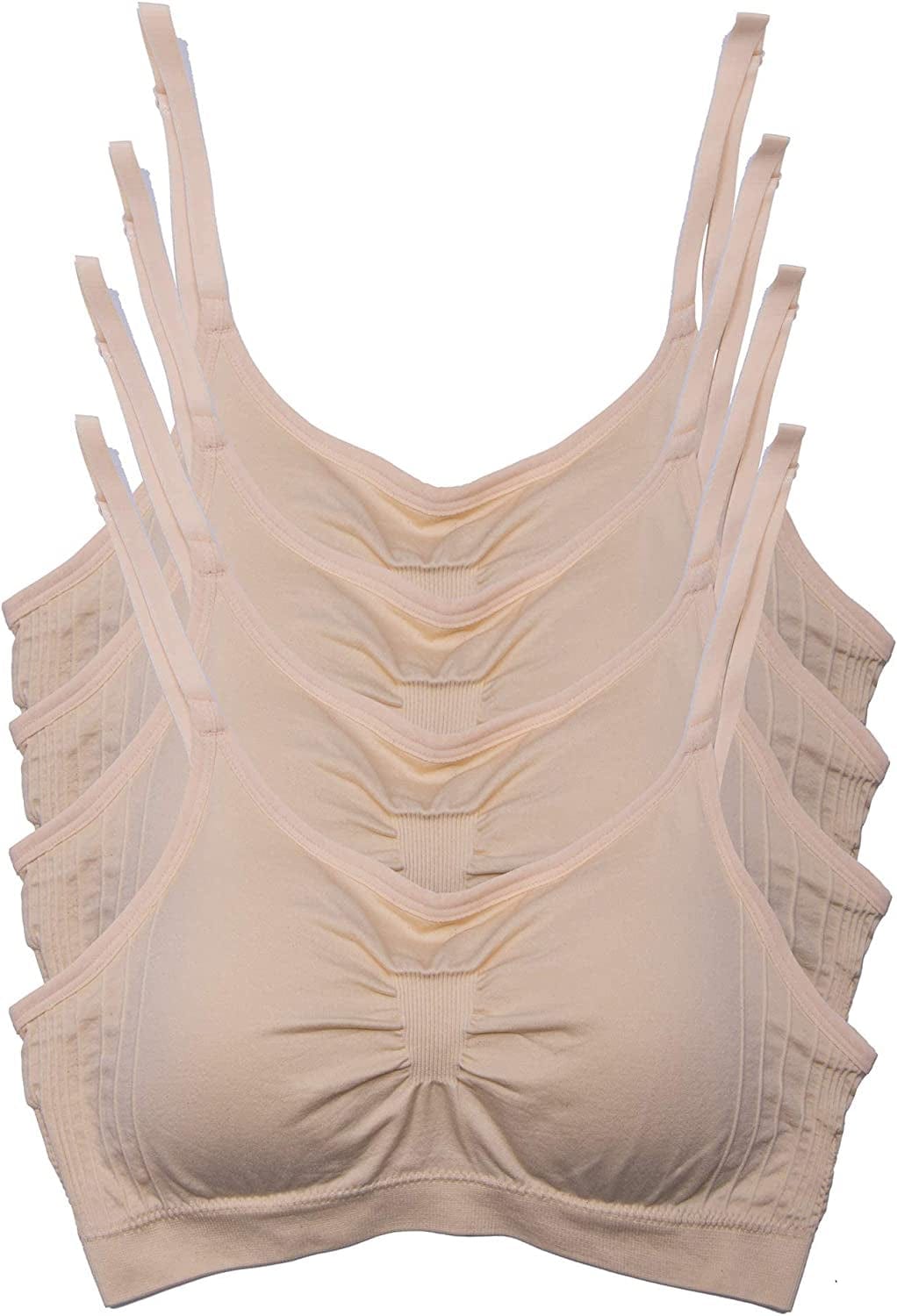 Kalon 4 Pack Women’S Nylon Spandex Removable Pads Comfort Cami Bras Wireless 4pk Beige / XX-Large