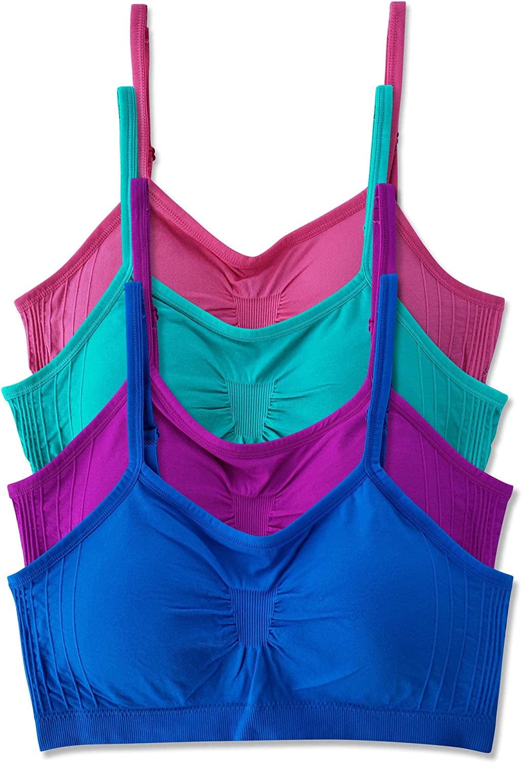 Kalon 4 Pack Women’S Nylon Spandex Removable Pads Comfort Cami Bras Wireless Jewels / XX-Large