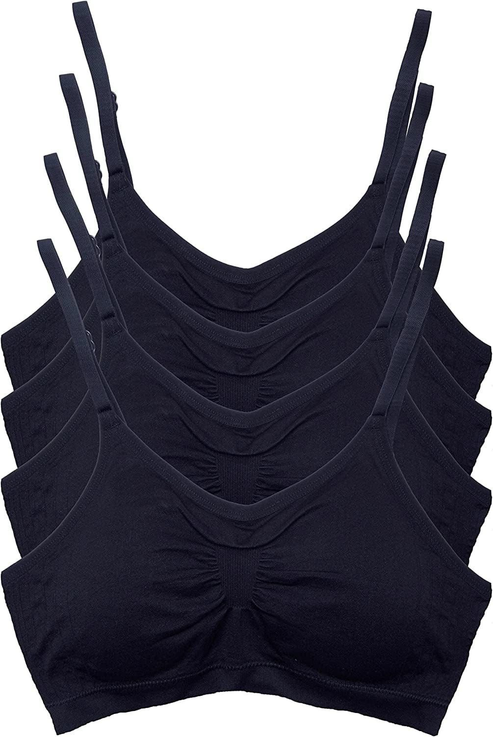 Kalon 4 Pack Women’S Nylon Spandex Removable Pads Comfort Cami Bras Wireless 4pk Black / XX-Large