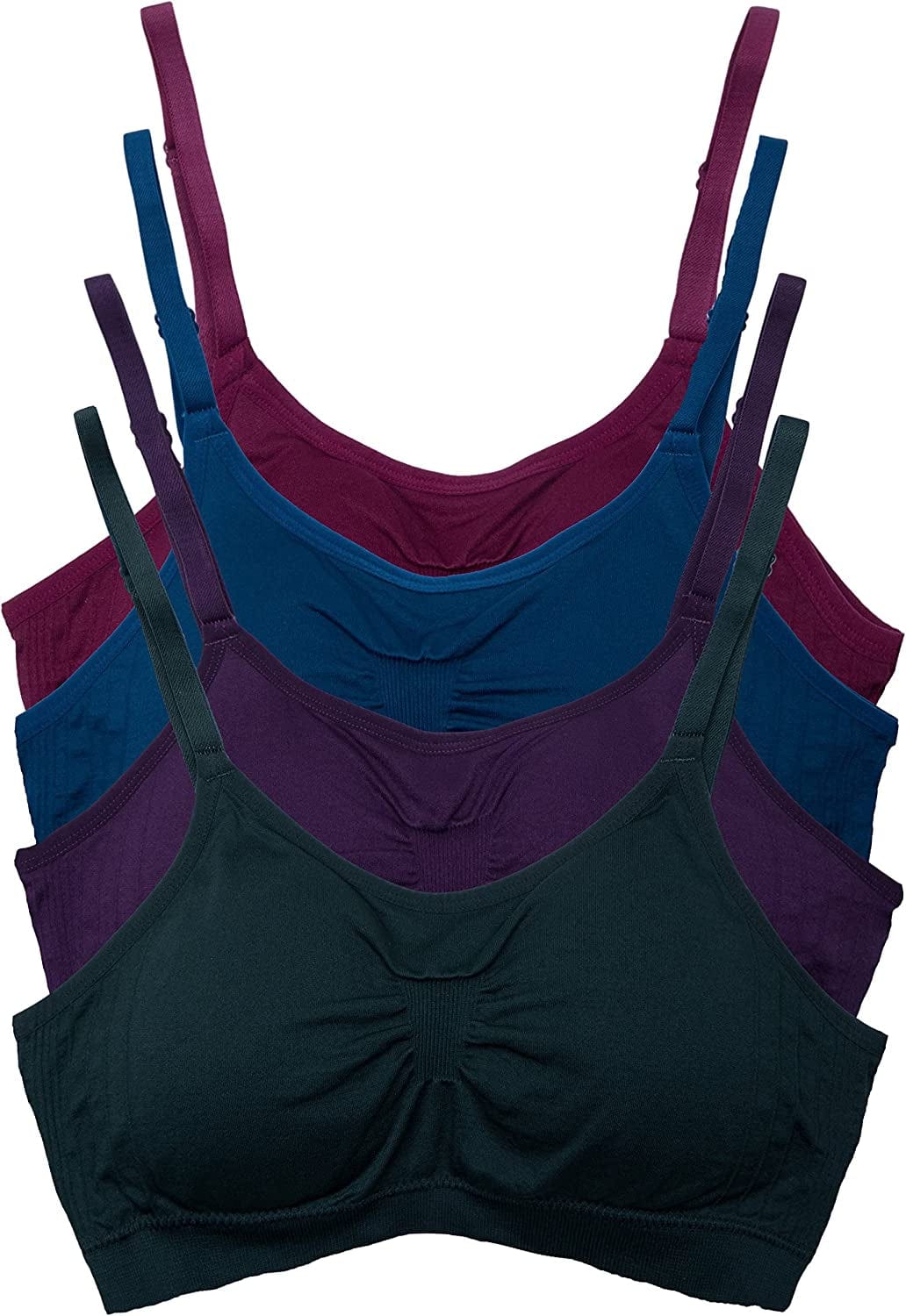 Kalon 4 Pack Women’S Nylon Spandex Removable Pads Comfort Cami Bras Wireless D. Vintage / XX-Large