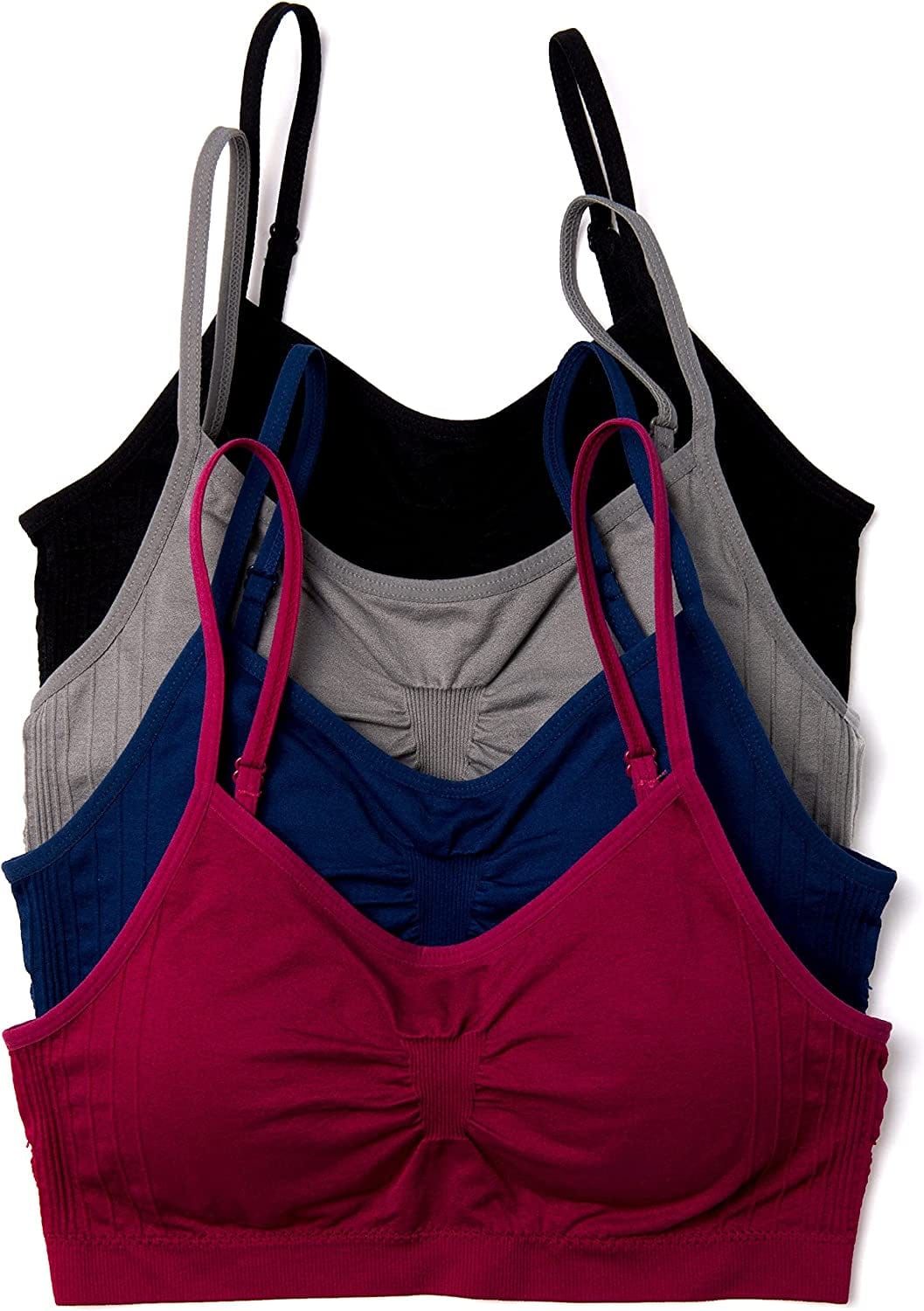 Kalon 4 Pack Women’S Nylon Spandex Removable Pads Comfort Cami Bras Wireless O. Winter Pack / XX-Large