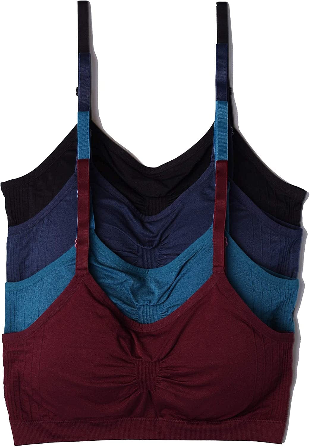 Kalon 4 Pack Women’S Nylon Spandex Removable Pads Comfort Cami Bras Wireless Winter / XX-Large