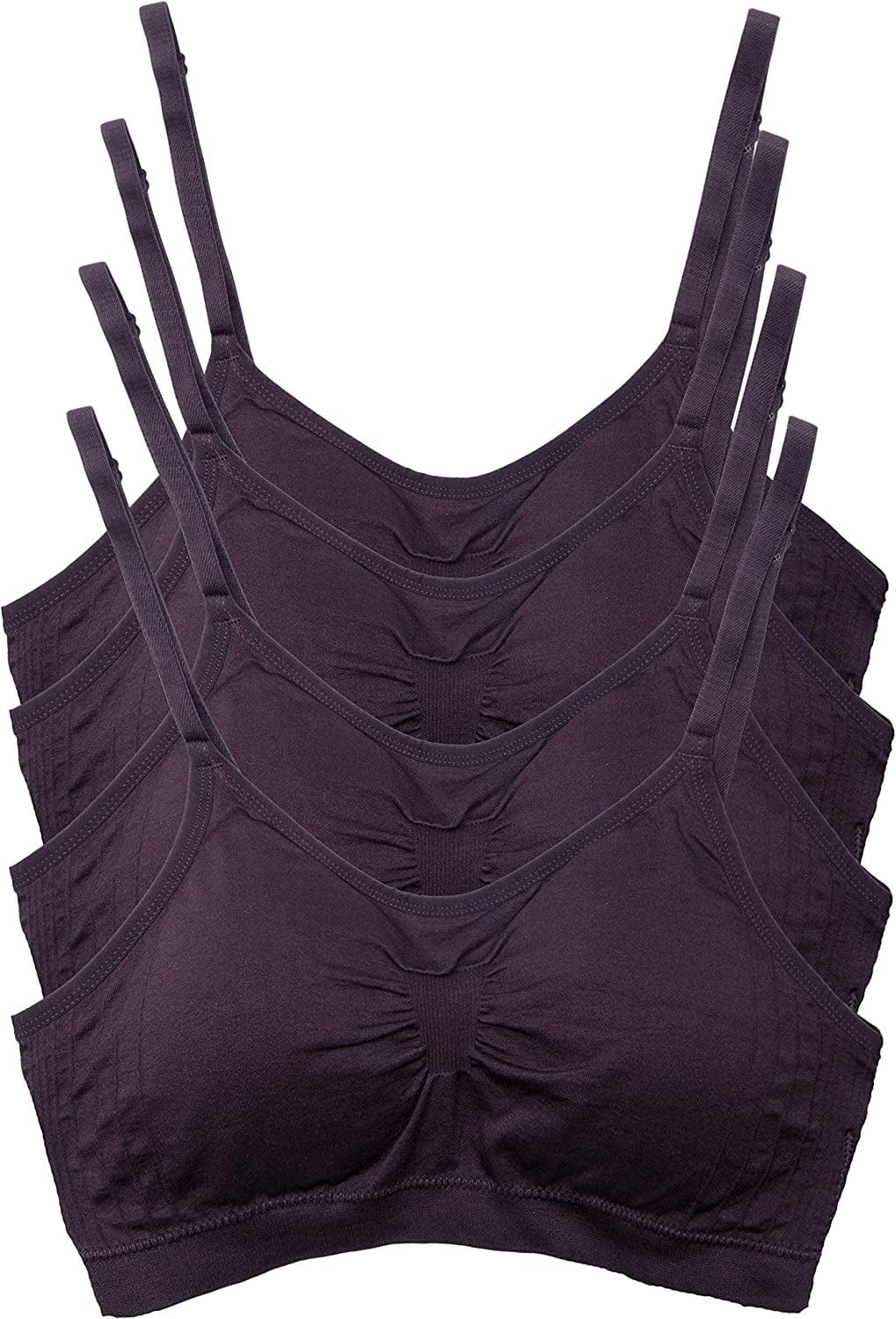 Kalon 4 Pack Women’S Nylon Spandex Removable Pads Comfort Cami Bras Wireless 4pk Dk Choc / XX-Large